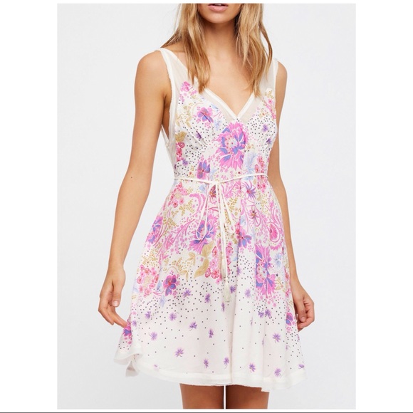 Free People Dresses & Skirts - Free People Pink Print Slip/Dress